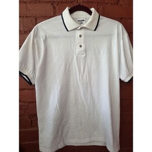 Jerzees Cotton Blend Jersey Golf Polo Shirt M Medium White Navy